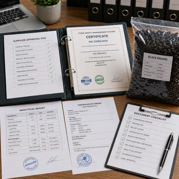 Black Raisins: Certifications, Compliance and Documentation